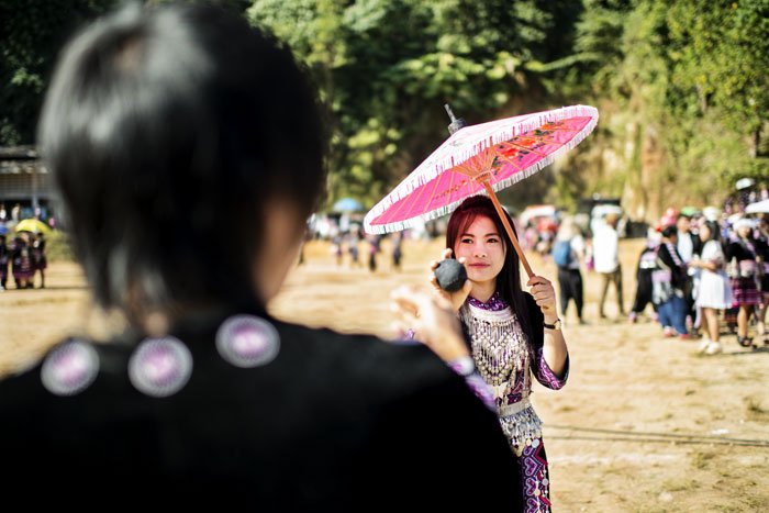 Hmong Pov Pod Game at a new year festival