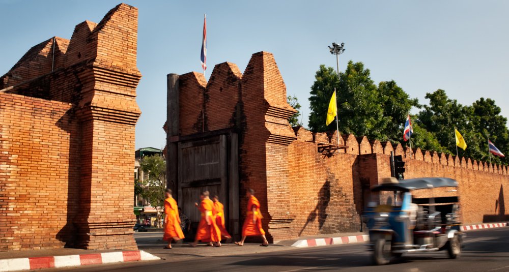 Tha Pae Gate, Chiang Mai with monks and a tuktuk How To Take the Best Pictures in Thailand