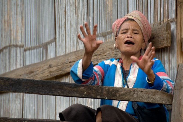 Old Shan woman in a northern Thai village