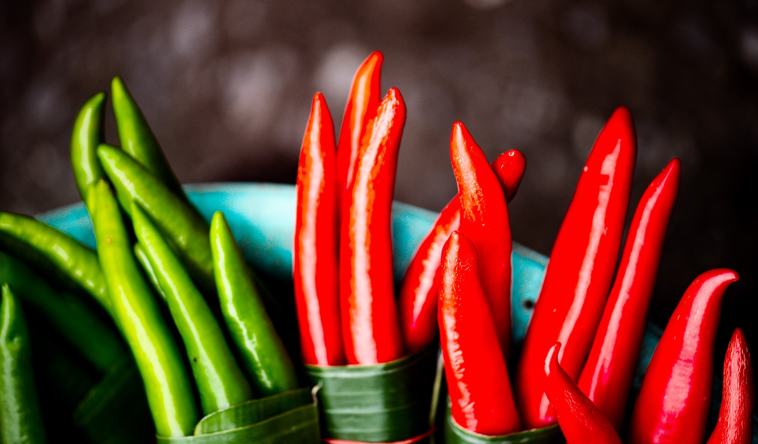 close up of red and green chillies, © Kevin Landwer-Johan